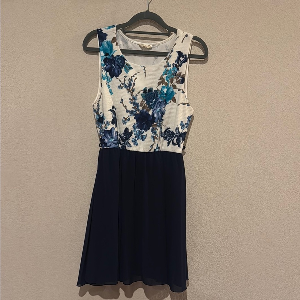 Style Rack Blue and White Fit and Flare Mini Dress